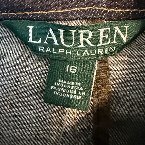 Lauren Ralph Lauren Denim Blue Jean Snap and Zip Motorcycle Jacket Size 16. NEW - Picture 4 of 10